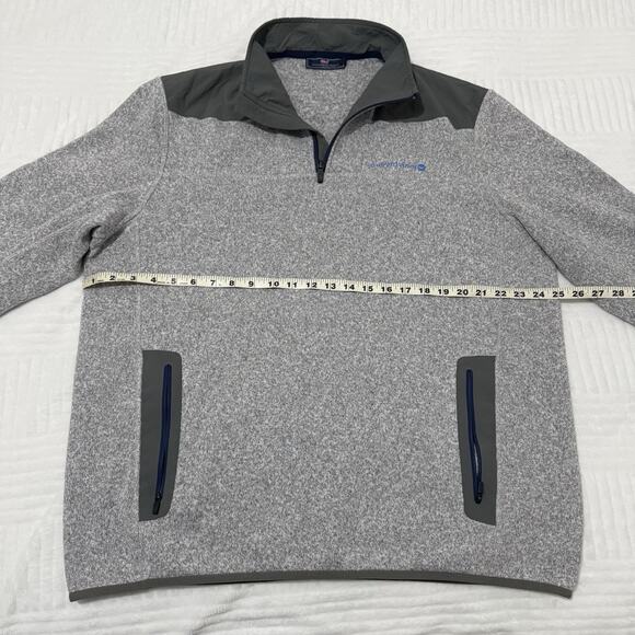 Vineyard Vines Gray Heather Quarter Zip Pullover Sweater Men Size XL - Picture 5 of 6